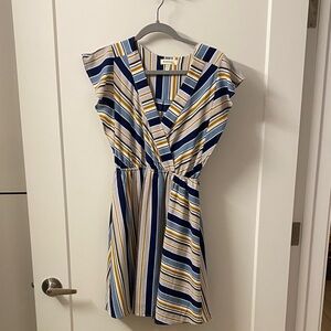 Monteau Blue and Yellow Striped Mini Dress